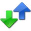 Logo of @MAX SyncUp: a blue arrow pointing upwards, next to a green arrow pointing down