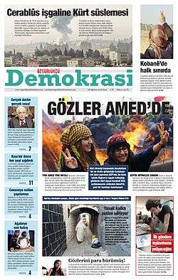 Özgürlükçü Demokrasi title page on 28 August 2016