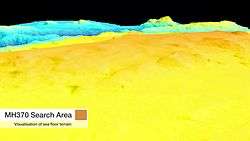 Video touring the seafloor of the search area, using a computer-generated model of seafloor topography using data collected during the bathymetric survey