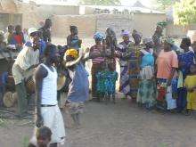 Djembe and konkoni ensemble in the village of Nafadié, 85km northwest of Bamako, Mali, recorded January 2008