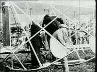 Video of President Theodore Roosevelt flying in an airplane in October 1910 at Lambert Field in St. Louis