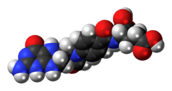 Space-filling model of the 10-formyltetrahydrofolate molecule
