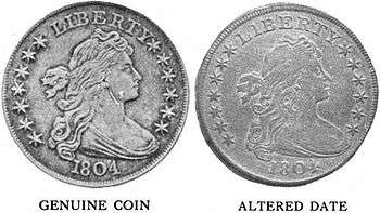 A comparison of the obverse of two coins