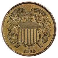 Similar to adopted two-cent piece, but dated "1863"