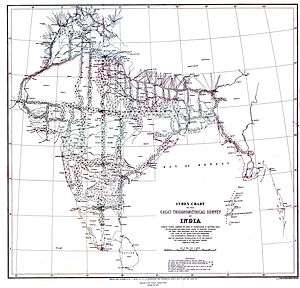 Map of triangulation network covering India.