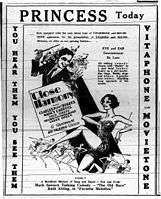Ad for the first talkie screened at the Princess