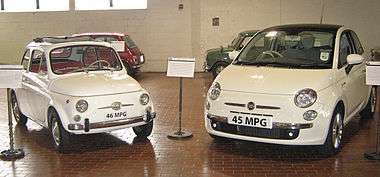 The old (1966) and new 500. The new 500 is 0.5 m (20 in) longer than the old one