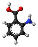 Ball-and-stick model of the anthranilic acid molecule