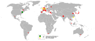 World map of Israeli exports in 2006
