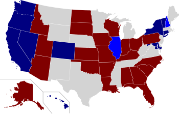Color coded map of 2016 Senate races