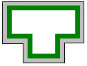 A two-toned T-shaped organizational symbol