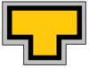 A two-toned T-shaped organisational symbol