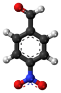Ball-and-stick model of the 4-nitrobenzaldehyde molecule