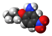 Space-filling model of the 5-nitro-2-propoxyaniline molecule