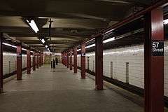 An empty subway platform at the 57th Street station in Manhattan