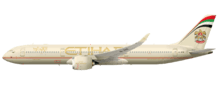 Artist impression of side view of jet aircraft in airline livery
