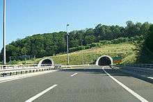 Motorway entering tunnel tubes