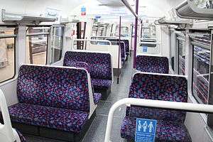 The refurbished interior of an A60 Stock train in 2010