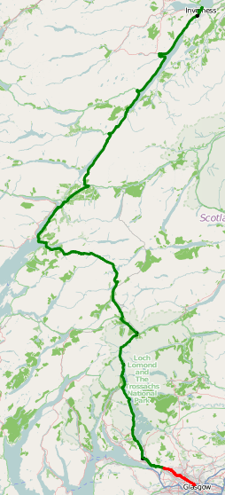Map of the A82's route