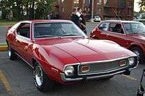 Shows front view of a 1973 Javelin with its new grille design (the AMX was different)