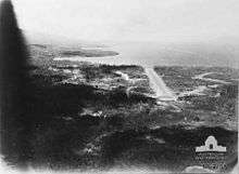 Aerial view of an airstrip.