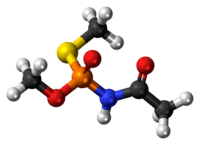 Ball-and-stick model of the acephate molecule