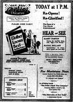 Ad for the first talkie shows at the New Capitol Theatre in Edmonton, Alberta