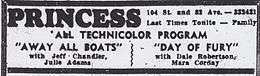 Last ad placed before closing in 1958