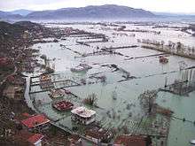Flood-stricken area of Shkodra, Albania on January 12, 2010.