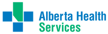 Alberta Health Services Logo in blue and green.