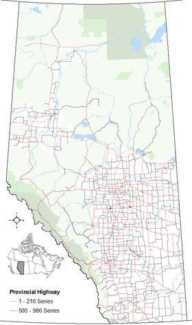 Segments of Highway 13A in Alberta