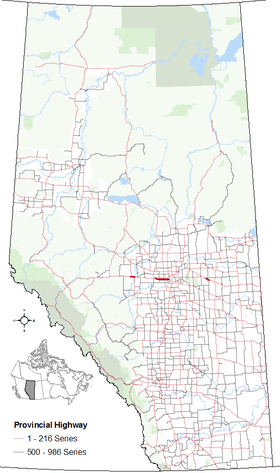 Segments of Highway 16A in Alberta