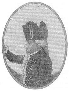 Print shows a caricature of Alexander Leslie in an oversized tricorne hat.