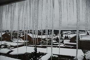 Roof icicles, as seen from upper window