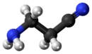 Ball-and-stick model of the aminopropionitrile molecule