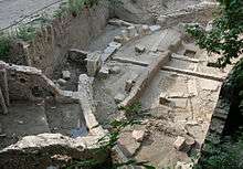 Overview of an open-air excavation site with visible Roman ruins