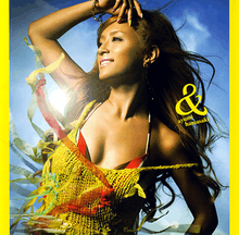 The artwork features a Japanese woman, posing in front of a blue backdrop with a sun beam. The title "&" and 'Ayumi Hamasaki" are imprinted over the image.