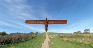 The Angel of the North, from the bottom of the hill looking up at the Angel.