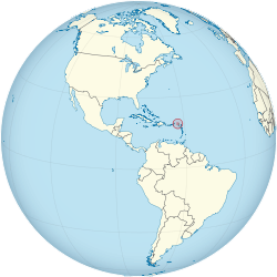 Location of  Anguilla  (circled in red)in the Caribbean  (light yellow)