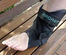 A brace offering moderate support and compression for a Grade I ankle sprain.