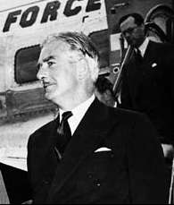 A picture of Anthony Eden leaving a plane.