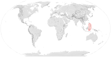Map showing the range of Apis nigrocincta