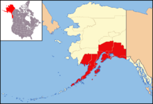 Alaska state map indicating location of the Archdiocese of Anchorage map
