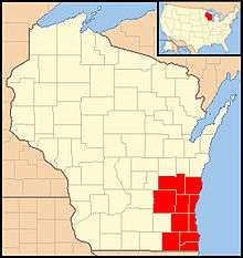 Map of Wisconsin indicating counties of the Archdiocese of Milwaukee
