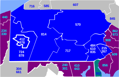 Pennsylvania area codes