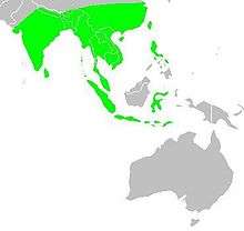 Map showing the breeding areas in Asia and Oceania