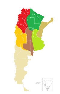 Map showing the different regions of Argentina based on climate and soil types