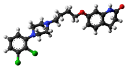 Ball-and-stick model of the aripiprazole molecule