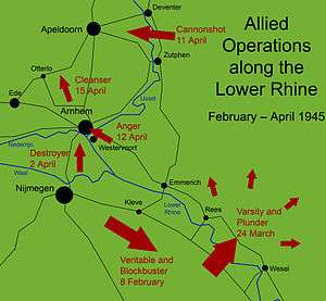 Diagram of the major Allied operations that took place during February, March and April, as described in the text