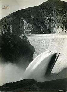Photo of water being discharged from the Arrowrock Dam